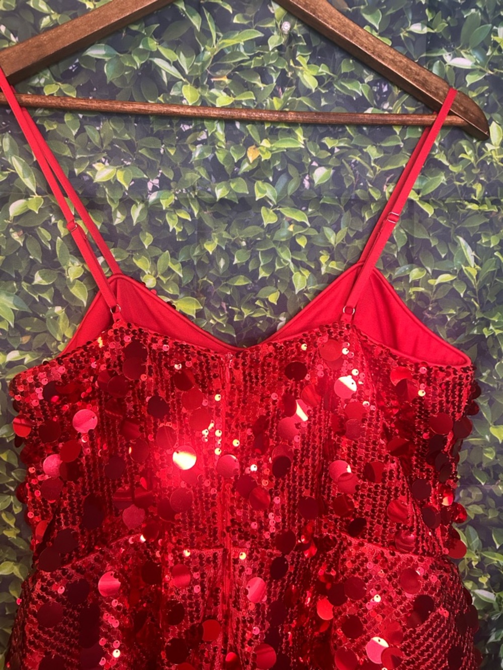 SHEIN Red Sequin Spaghetti Strap Mini Dress - Picture 4 of 6